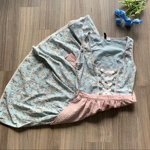H&M Floral Dirndl Blue and Pink Apron Dress Oktoberfest Collection